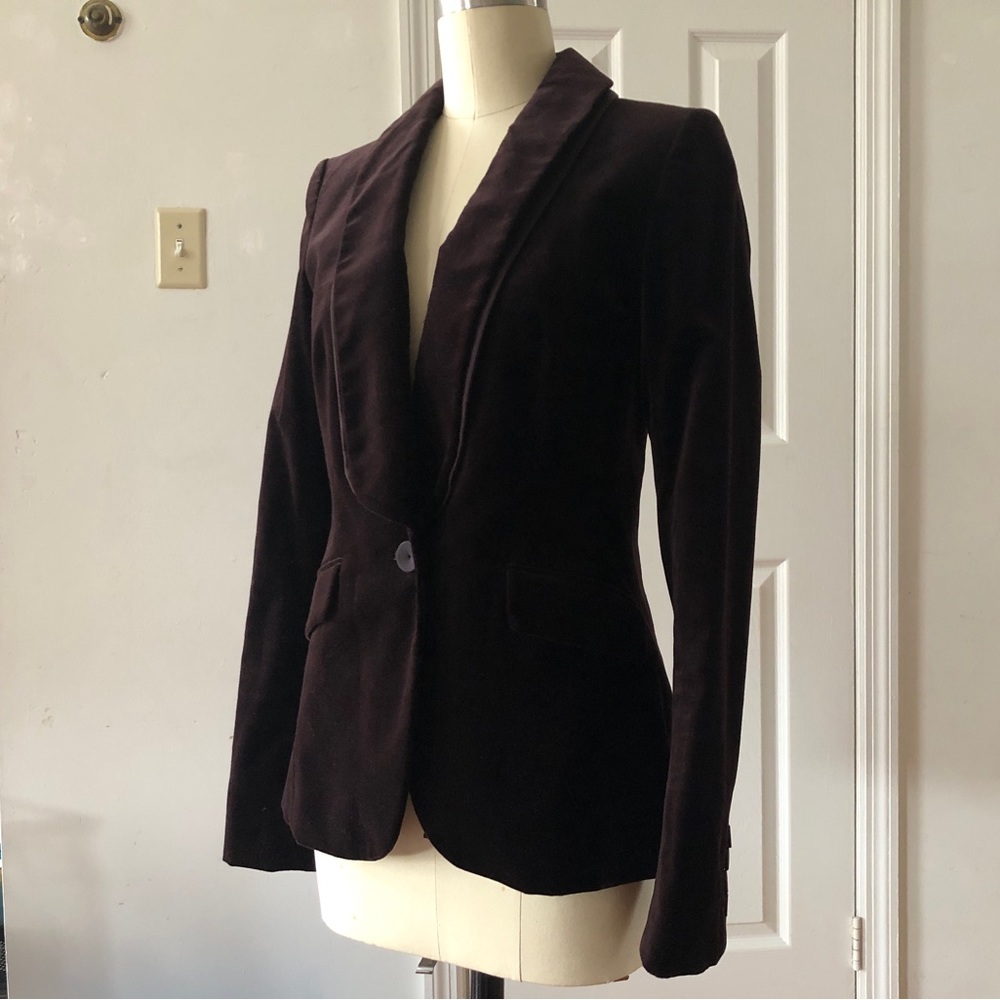 LOFT by Ann Taylor Velvet Maroon Brown Blazer Jacket
